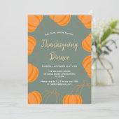 Moderne Thanksgiving Dinner Pompoen Salie Kaart (Staand voorkant)