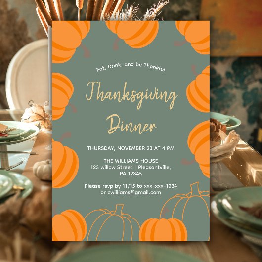 Moderne Thanksgiving Dinner Pompoen Salie Kaart