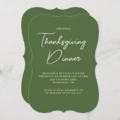 Moderne Thanksgiving Dinner Salie Groen Wit Schrif Kaart (Voorkant / Achterkant)