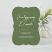 Moderne Thanksgiving Dinner Salie Groen Wit Schrif Kaart (Staand voorkant)