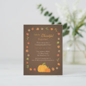 Moderne Thanksgiving-feest uitnodigingen met pompo (Staand voorkant)
