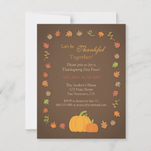Moderne Thanksgiving-feest uitnodigingen met pompo