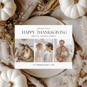 Moderne Thanksgiving Foto Collage van Drie Foto's Briefkaart