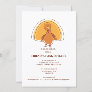 Moderne Thanksgiving Friendsgiving Turkey Potluck Kaart