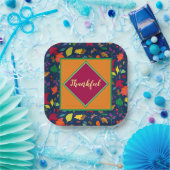 Moderne Thanksgiving Kleurrijke Leaf DANKBAAR Papieren Bordje (Feest)