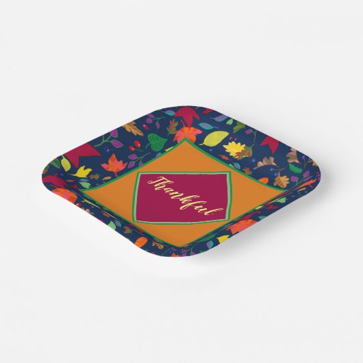 Moderne Thanksgiving Kleurrijke Leaf DANKBAAR Papieren Bordje (Gebogen)