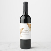 Moderne Thanksgiving met waterverf blad Wijn Etiket (Voorkant)