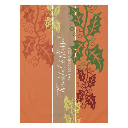 Moderne Thanksgiving Thankful Blessed Family Custo Tafelkleed (Voorkant)