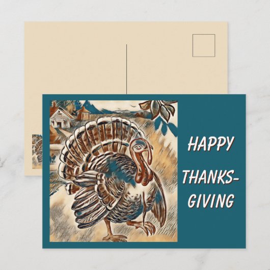 Moderne Thanksgiving Turkije Post Kaart (Voorkant / Achterkant)