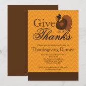 Moderne Thanksgiving Turkije uitnodiging binnenpar (Voorkant / Achterkant)
