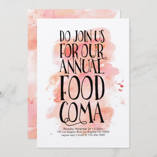 Moderne Thanksgiving voedselcoma-uitnodiging Kaart (Voorkant / Achterkant)