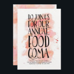 Moderne Thanksgiving voedselcoma-uitnodiging Kaart<br><div class="desc">De abstracte waterverf is een wasbeurt en de moderne typografie geeft deze Thanksgiving-avondmaal een unieke draai. Ideaal voor de niet-traditionele feestdagen.</div>