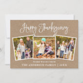 Moderne Thanksgiving voor kalligrafie Kraft 3 Feestdagenkaart (Voorkant)