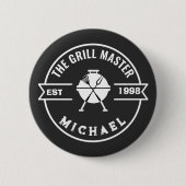Moderne The Grill Master Oprichtingsjaar Naam Ronde Button 5,7 Cm (Voorkant)