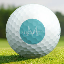 Moderne Thee Blauw Monogram Persoonlijk Ellegant Golfballen