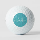 Moderne Thee Blauw Monogram Persoonlijk Ellegant Golfballen (Voorkant)