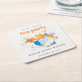 Moderne Theekop met Bloemen Bruids Shower Thee Fee Kartonnen Onderzetters (Schuin)