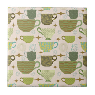 Moderne theekopje uit het midden van de eeuw tegeltje