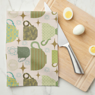 Moderne theekopje uit het midden van de eeuw theedoek