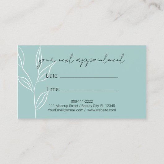 Moderne Therapeut Stylist Spa Botanische Afspraak Visitekaartje (Achterkant)