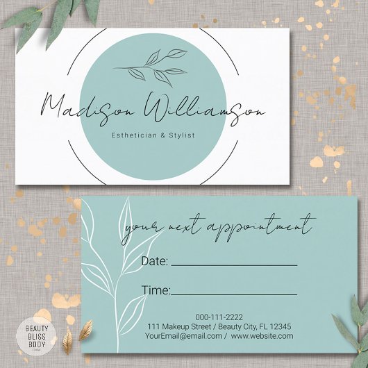 Moderne Therapeut Stylist Spa Botanische Afspraak Visitekaartje