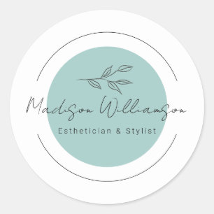Moderne Therapeut Stylist Spa Minimalist Botanisch Ronde Sticker