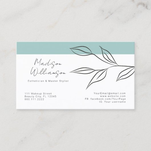 Moderne Therapeut Stylist Spa Minimalistisch Botan Visitekaartje (Voorkant)