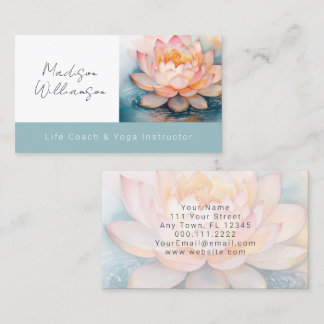 Moderne therapeutische spa yoga zen roze lotusbloe visitekaartje