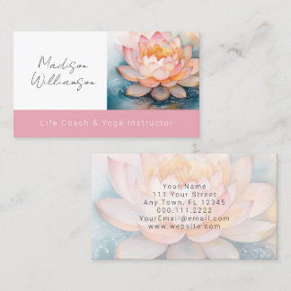 Moderne therapeutische spa yoga zen roze lotusbloe visitekaartje