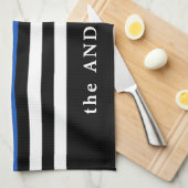 Moderne Thin Blue Line Personalized Name Police Theedoek (Quarter Fold)