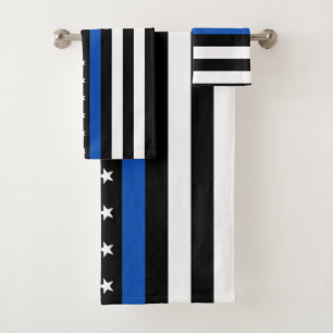Moderne Thin Blue Line Personalized politieman Bad Handdoek