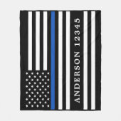 Moderne Thin Blue Line Personalized politieman Fleece Deken (Voorkant)
