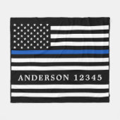 Moderne Thin Blue Line Personalized politieman Fleece Deken (Voorkant (Horizontaal))