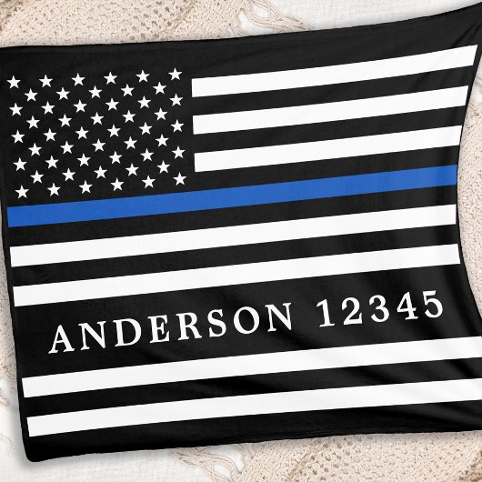 Moderne Thin Blue Line Personalized politieman Fleece Deken