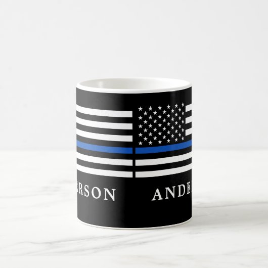 Moderne Thin Blue Line Personalized politieman Koffiemok (Center)
