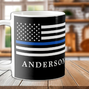 Moderne Thin Blue Line Personalized politieman Koffiemok