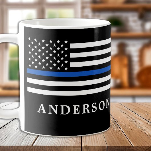 Moderne Thin Blue Line Personalized politieman Koffiemok