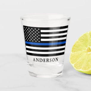 Moderne Thin Blue Line Personalized politieman Shot Glas