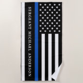 Moderne Thin Blue Line Personalized politieman Strandlaken (Voorkant)