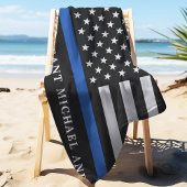 Moderne Thin Blue Line Personalized politieman Strandlaken