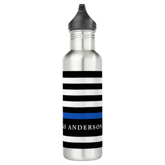 Moderne Thin Blue Line Personalized politieman Waterfles (Rechts)