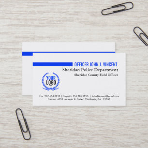 Moderne Thin Blue Line Police White met Logo Visitekaartje