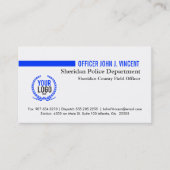 Moderne Thin Blue Line Police White met Logo Visitekaartje (Voorkant)
