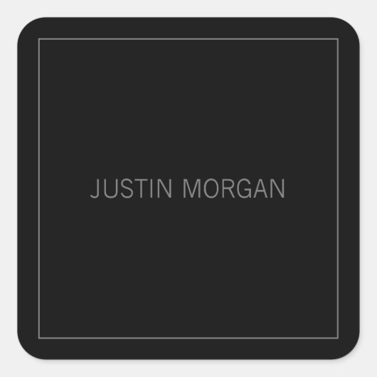 Moderne thin Lijst en Jouw naam | Donkergrijs en g Vierkante Sticker (Voorkant)