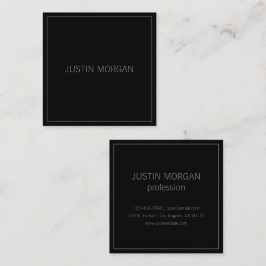 Moderne thin Lijst en Jouw naam | Donkergrijs en g Vierkante Visitekaartje (Voorkant / Achterkant)