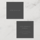 Moderne thin Lijst en Jouw naam | Donkergrijs en g Vierkante Visitekaartje (Voorkant / Achterkant)