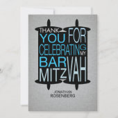 Moderne Thora Dank U Grijs en Blauw Bedankkaart (Voorkant)