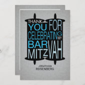 Moderne Thora Dank U Grijs en Blauw Bedankkaart (Voorkant / Achterkant)