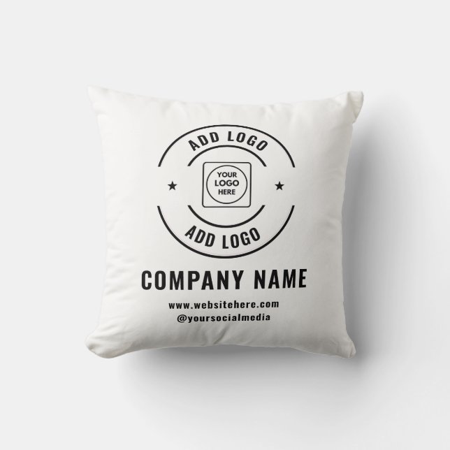 Moderne throwpillow met bedrijfslogo en merknaam kussen (Voorkant)