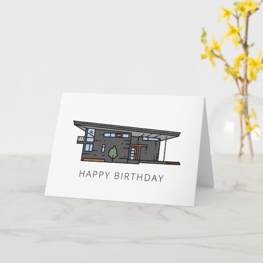 Moderne thuisganger uit de middenstand: 'Birthday' Kaart (Gele Bloem)